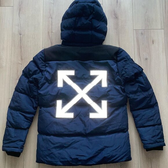 OFF-WHITE MEN'S PUFFER CASUAL JACKET MEDIUM SIZE - Picture 3 of 6
